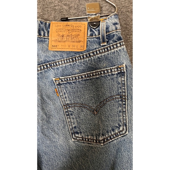 Vintage Levis 565 Orange Tab Mens 32x29 USA Loose Wide Leg Jeans Tag 32x30 - Picture 14 of 15